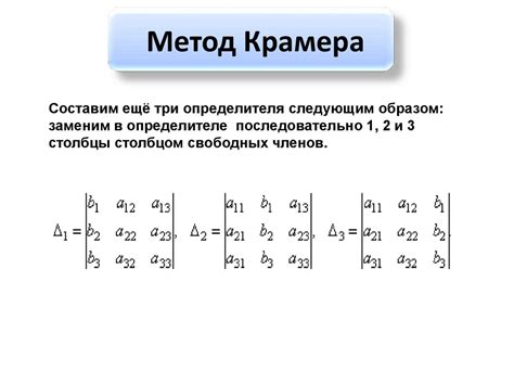 Анализ уникальности решения системы через метод Крамера