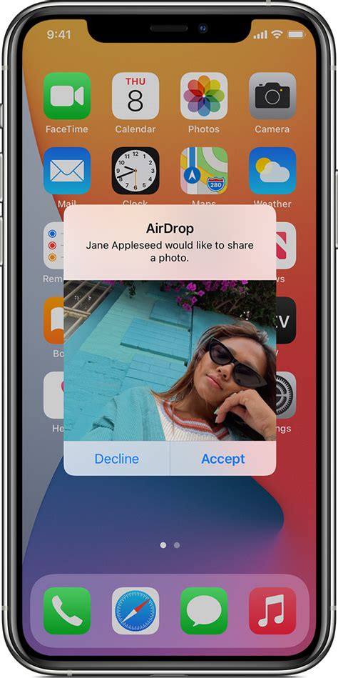 Включение функции AirDrop на iPhone 11