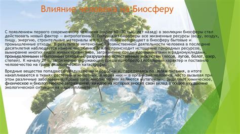 Влияние энергетического комплекса на биосферу и работы по охране окружающей среды