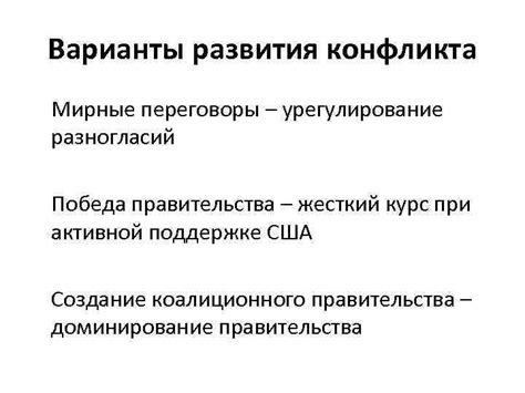 Возможные варианты развития ситуации: переговоры и дипломатическое урегулирование