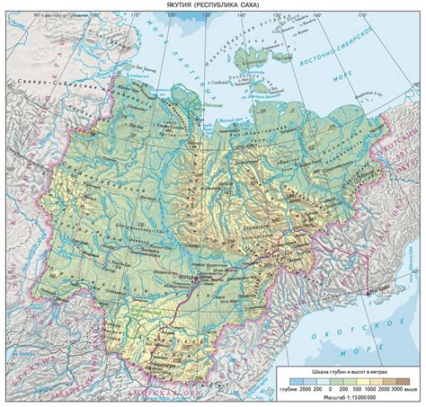 Географические границы Saha (Якутии) и Иркутской области, определяемые рекой Лена