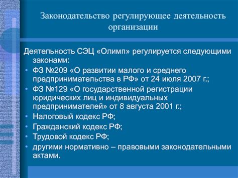 Законодательство, регулирующее деятельность руководителя и учредителя