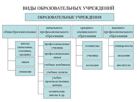 Исследуйте различные типы образовательных учреждений