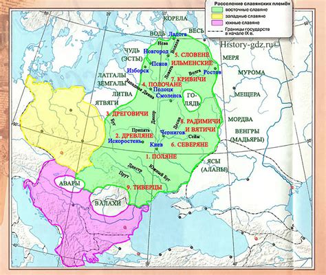 Историческое разделение племен на территориях Западной и Восточной Славии