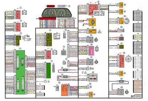 Карта расположения электрической системы под капотом автомобиля ВАЗ 2114