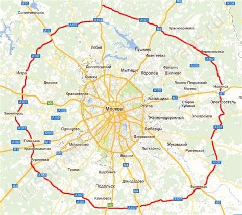 Координаты известных точек въезда на Московское кольцо