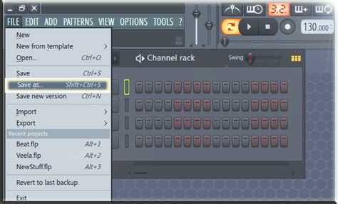 Локальное сохранение творческих проектов в FL Studio