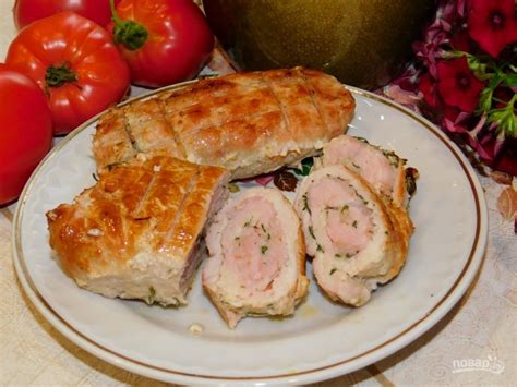 Нежнейшие свиные рулеты с начинкой из сыра и овощей
