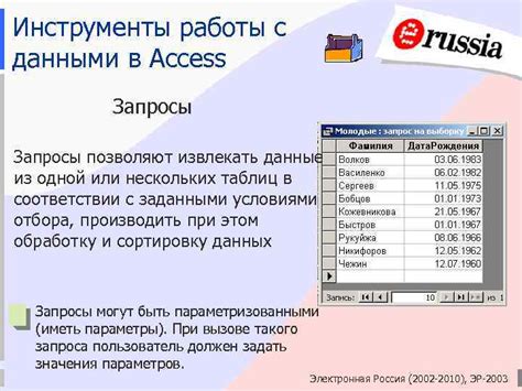 Обзор возможностей работы с данными в Access