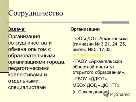 Общение с педагогическими организациями и образовательными специалистами