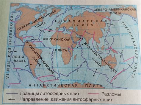 Общий обзор местоположения границ литосферных плит на материках