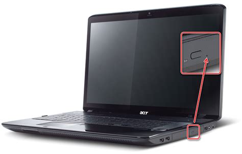 Определение расположения кнопки пуска на ноутбуке Acer Aspire V