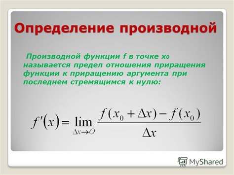 Определение характера производной