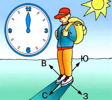 Ориентируйтесь на тень в полдень