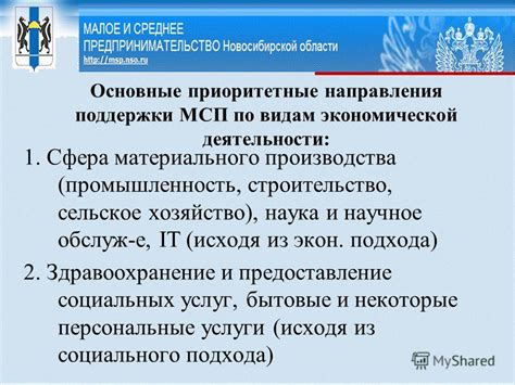 Основные направления деятельности в области материального производства