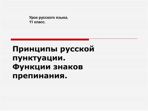 Основные принципы использования знаков пунктуации в русской письменности