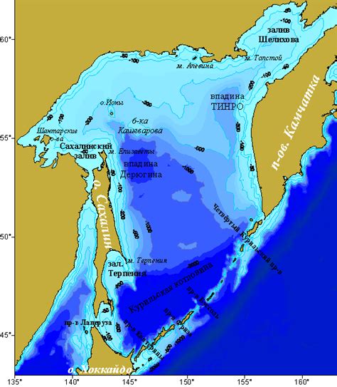 Основные районы, омываемые водами Охотского моря