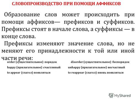 Особенности использования префиксов и суффиксов в словообразовании