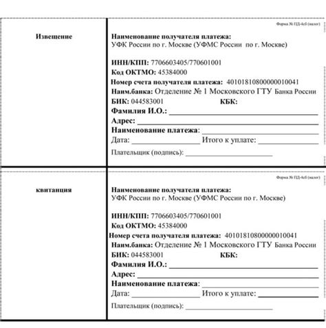 Оформление оплаты и получение квитанции