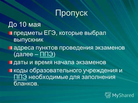 Предметы, необходимые для дополнительных экзаменов