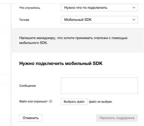 Примеры применения основного аргумента мобильного SDK