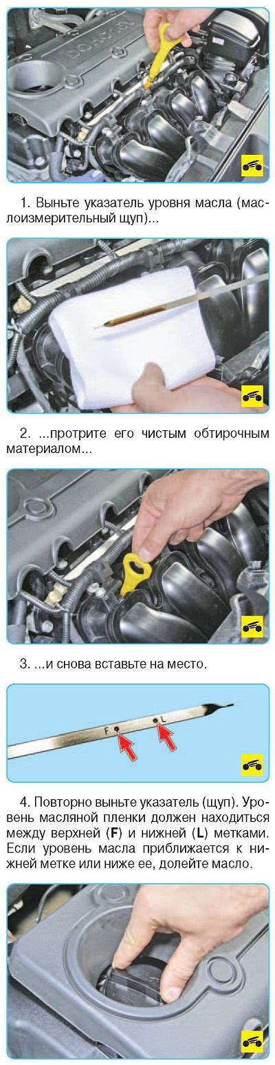 Проверка уровня и состояния смазки