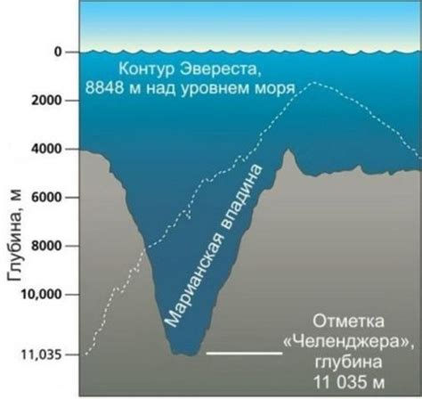 Размеры и глубина впадины: