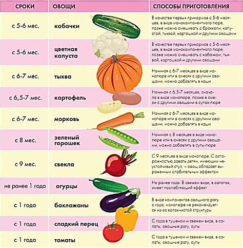 Разнообразные варианты овощей для детского пюре