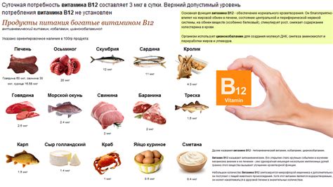 Разнообразные продукты с витамином В12