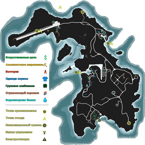 Расположение грифонов на острове The Island