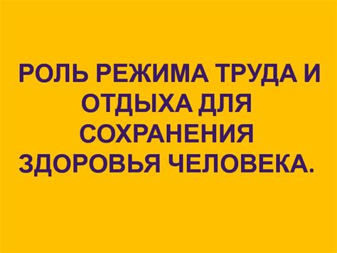 Роль режима труда и отдыха в поддержании здоровья и производительности