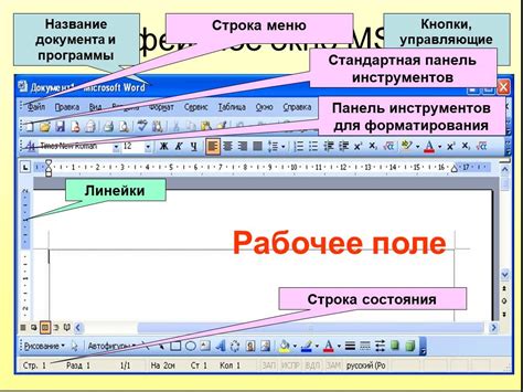 Содержимое строки состояния в программе Microsoft Word