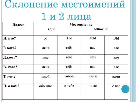 Типология местоимений и их склонение