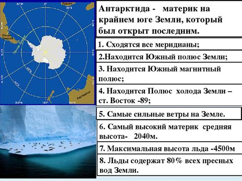 Уникальное окружение Антарктиды: природные особенности и континентальное покрытие