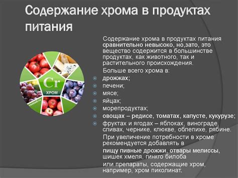 Факторы, воздействующие на содержание хрома в пищевых продуктах