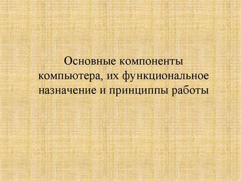 Функциональное распределение и основные компоненты