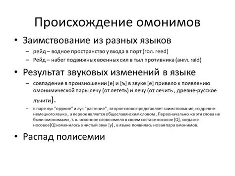 Явление омонимии: особенности и его важность в языковом анализе