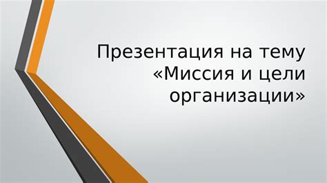  Поставленные цели и миссия проекта 