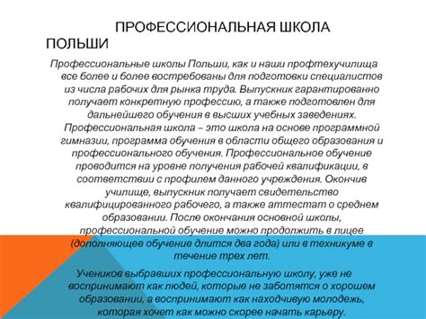  Программа обучения в техническом лицее и перспективы профессионального роста 