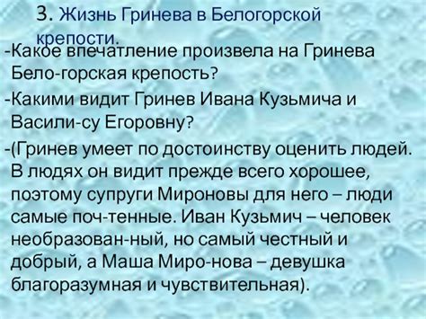 Адаптация Гринева в крепости