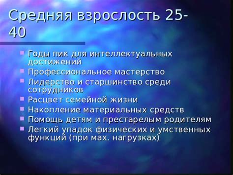 Взрослость: профессиональное развитие и самоутверждение