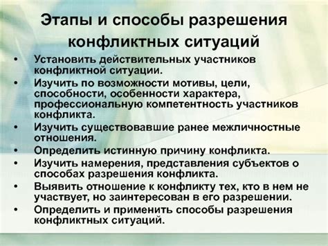 Возможности и способы разрешения ситуации