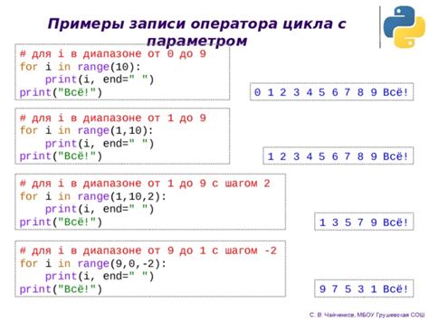 Выполнение кода в цикле