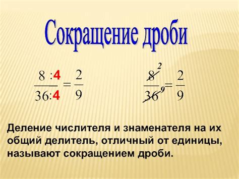 Методы сокращения дробей