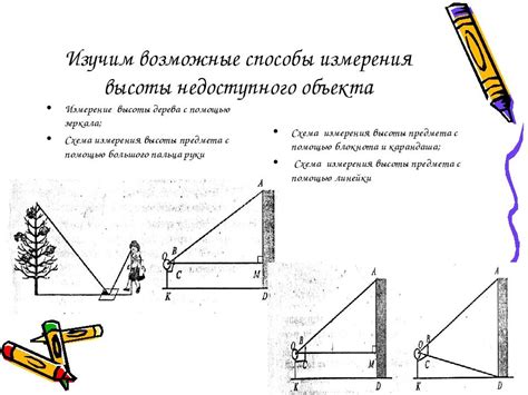 Метод измерения высоты комнаты с помощью триангуляции