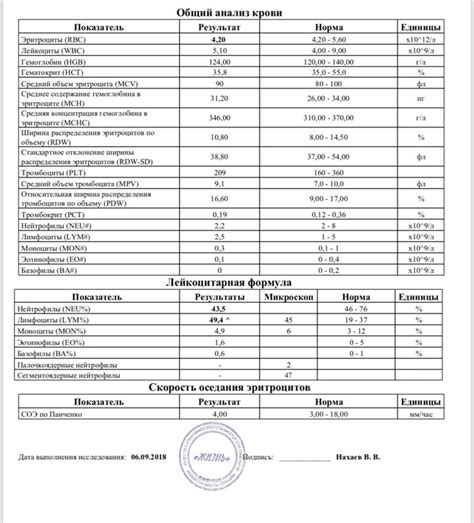 Непоказательные результаты анализа крови