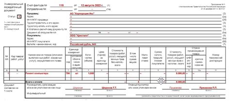 Общие принципы УПД на монтажные работы