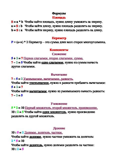 Основные компоненты формулы