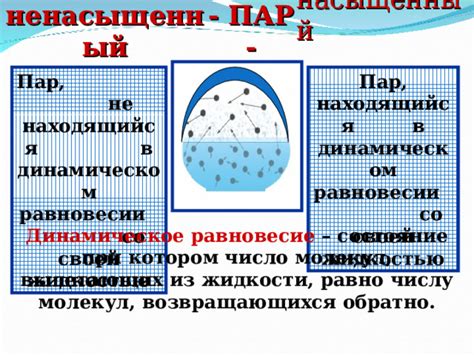 Основные характеристики веществ в динамическом равновесии