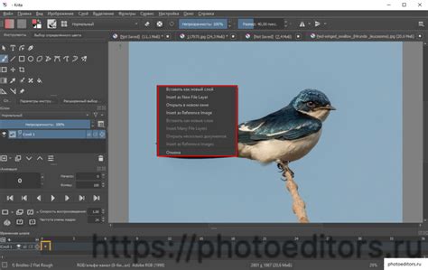 Открытие файла PNG в Krita